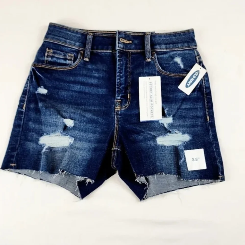 Old navy blue high rise distressed jeans shorts Size 0
